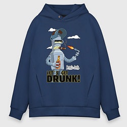 Толстовка оверсайз мужская К черту работу - давайте выпьем, цвет: тёмно-синий
