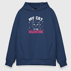 Мужское худи оверсайз My cat is my Valentine 2024