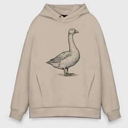 Мужское худи оверсайз Гусь в профиль