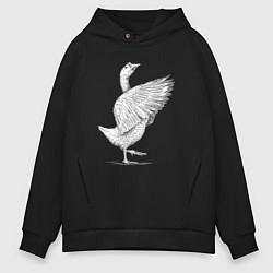 Мужское худи оверсайз Гусь белоснежный