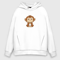 Толстовка оверсайз мужская Маленькая обезьяна, цвет: белый