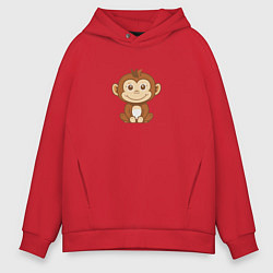 Толстовка оверсайз мужская Маленькая обезьяна, цвет: красный