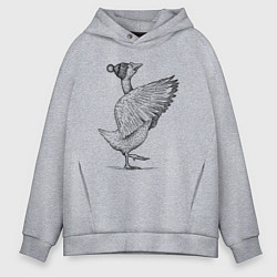 Мужское худи оверсайз Гусь в зимней шапке