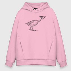 Толстовка оверсайз мужская Гусь в шапке атакует, цвет: светло-розовый