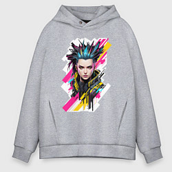 Мужское худи оверсайз Портрет девушки Cyberpunk 2077