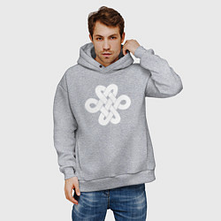 Толстовка оверсайз мужская Белый кельтский узор, цвет: меланж — фото 2