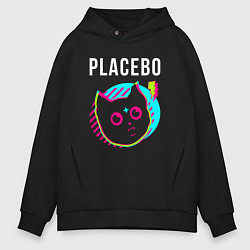 Толстовка оверсайз мужская Placebo rock star cat, цвет: черный