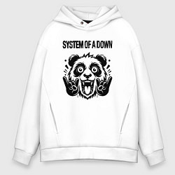 Толстовка оверсайз мужская System of a Down - rock panda, цвет: белый