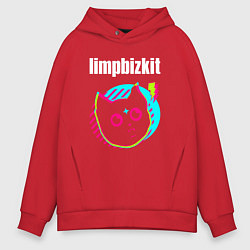 Толстовка оверсайз мужская Limp Bizkit rock star cat, цвет: красный
