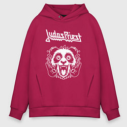 Толстовка оверсайз мужская Judas Priest rock panda, цвет: маджента