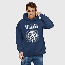 Толстовка оверсайз мужская Nirvana rock panda, цвет: тёмно-синий — фото 2