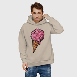 Толстовка оверсайз мужская Brain ice cream, цвет: миндальный — фото 2