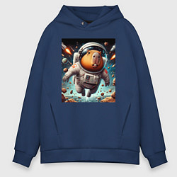 Мужское худи оверсайз Capybara is a brave cosmonaut