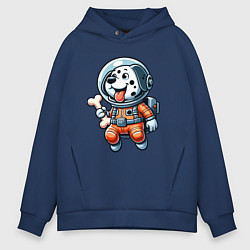 Мужское худи оверсайз Dalmatian cosmonaut puppy with a bone