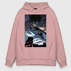 Мужское худи оверсайз Поднятие уровня в одиночку Джину Сон