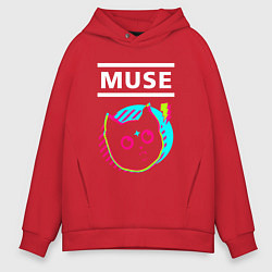 Толстовка оверсайз мужская Muse rock star cat, цвет: красный