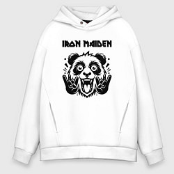 Толстовка оверсайз мужская Iron Maiden - rock panda, цвет: белый