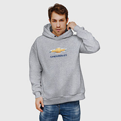 Толстовка оверсайз мужская Chevrolet авто бренд, цвет: меланж — фото 2