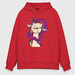 Мужское худи оверсайз Кобра вьется вокруг руки механика