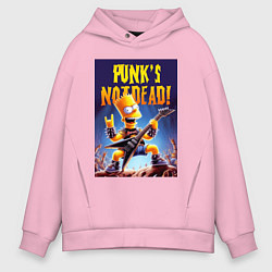 Толстовка оверсайз мужская Bart Simpson - punks not dead, цвет: светло-розовый
