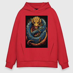 Мужское худи оверсайз Муай тай синий дракон