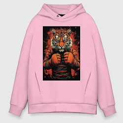 Мужское худи оверсайз Тигр Муай Тай в стойке