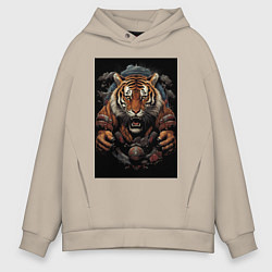 Мужское худи оверсайз Тигр Муай Тай в стойке