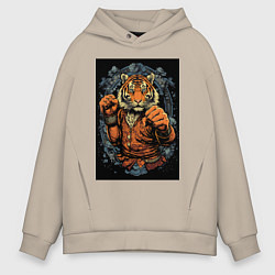 Мужское худи оверсайз Тигр тайский боксер