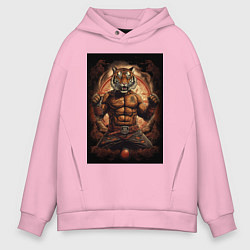 Мужское худи оверсайз Тайский бокс тигр в стойке