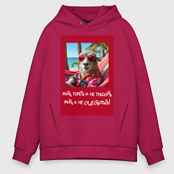 Мужское худи оверсайз Овечка: жить гореть и не угаснуть, жить а не сущес