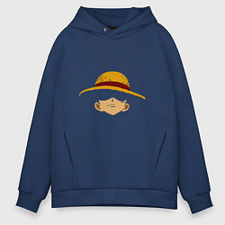 Толстовка оверсайз мужская Луффи Монки соломенная шляпа, цвет: тёмно-синий