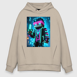 Мужское худи оверсайз Minecraft - neon character ai art