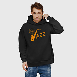 Толстовка оверсайз мужская Jazz sax, цвет: черный — фото 2