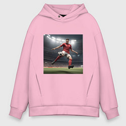 Мужское худи оверсайз Футболист пинающий мяч