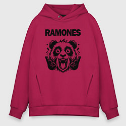 Толстовка оверсайз мужская Ramones - rock panda, цвет: маджента