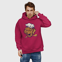 Толстовка оверсайз мужская Chef dog, цвет: маджента — фото 2