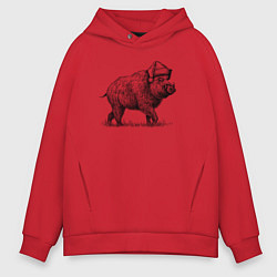 Мужское худи оверсайз Новогодний кабан