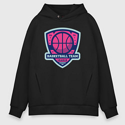 Толстовка оверсайз мужская Баскетбольная командная лига, цвет: черный