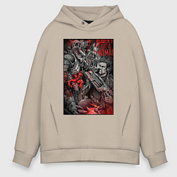 Толстовка оверсайз мужская Painkiller and demon - comix style, цвет: миндальный