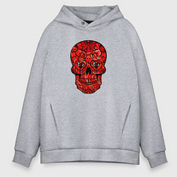 Мужское худи оверсайз Red decorative skull