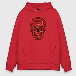 Мужское худи оверсайз Red decorative skull