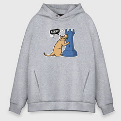 Мужское худи оверсайз Кот Басимус и шахматная ладья