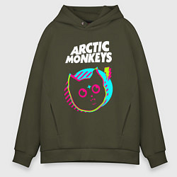 Толстовка оверсайз мужская Arctic Monkeys rock star cat, цвет: хаки