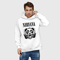 Толстовка оверсайз мужская Nirvana - rock panda, цвет: белый — фото 2