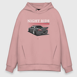 Толстовка оверсайз мужская Nissan skyline night ride, цвет: пыльно-розовый