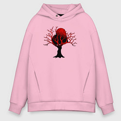 Толстовка оверсайз мужская Запутавшееся в ветвях сердце, цвет: светло-розовый