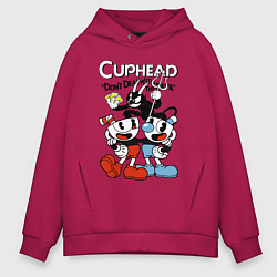 Толстовка оверсайз мужская Cuphead - devil, цвет: маджента