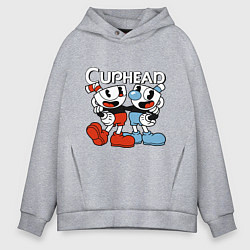 Мужское худи оверсайз Cuphead and Mugman