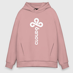 Толстовка оверсайз мужская Cloud9 - vertical logo, цвет: пыльно-розовый