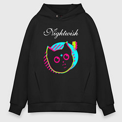 Мужское худи оверсайз Nightwish rock star cat